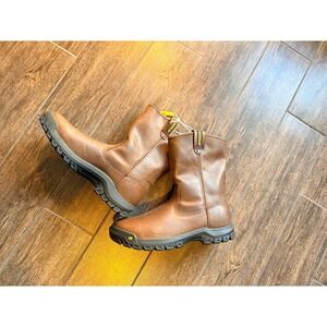 Caterpillar Revolver Brown Leather Pull On Work Boots Mens 11.5 P51034 Soft Toe